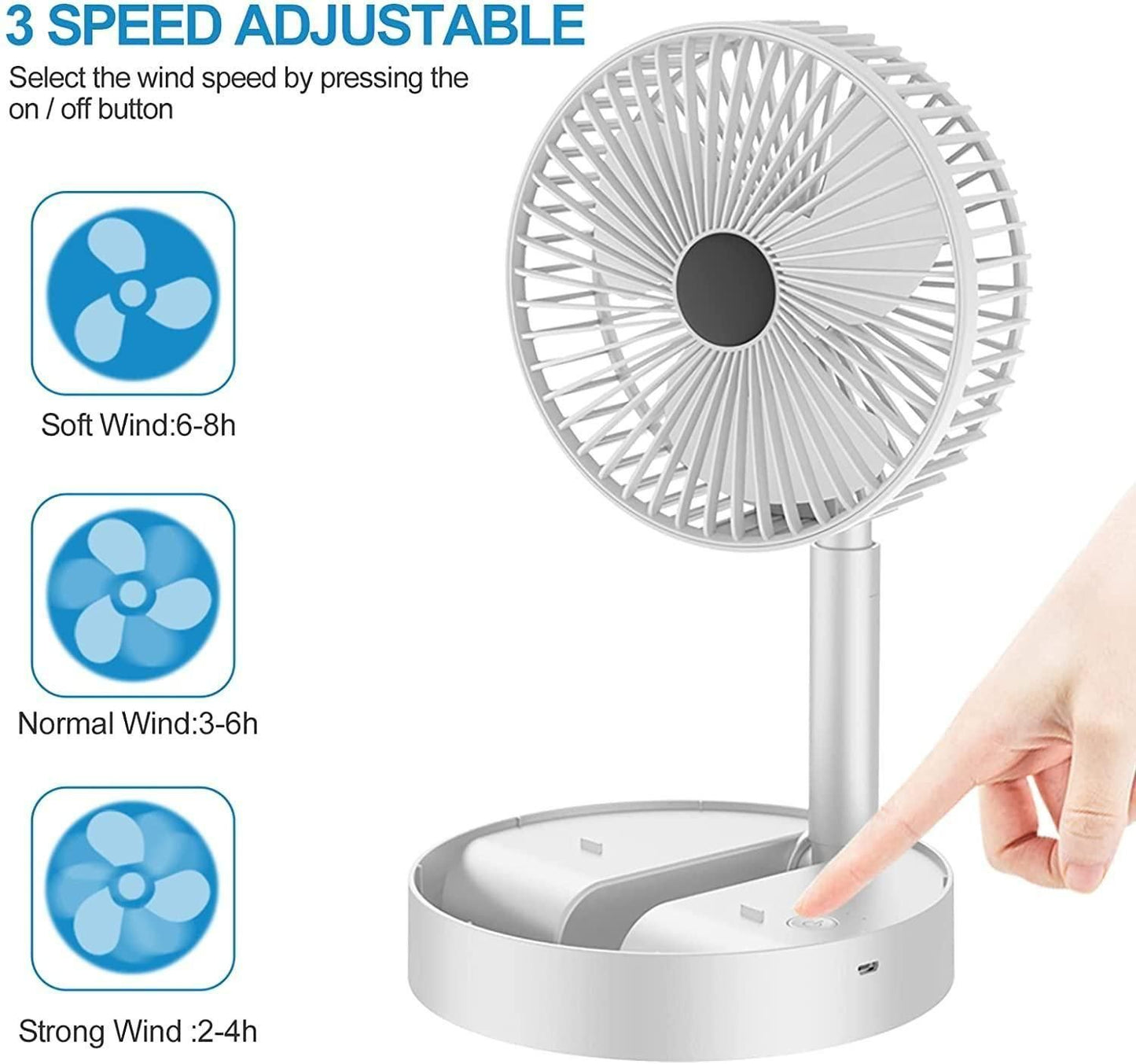 Powerful Rechargeable Table Fan – Portable & Lightweight