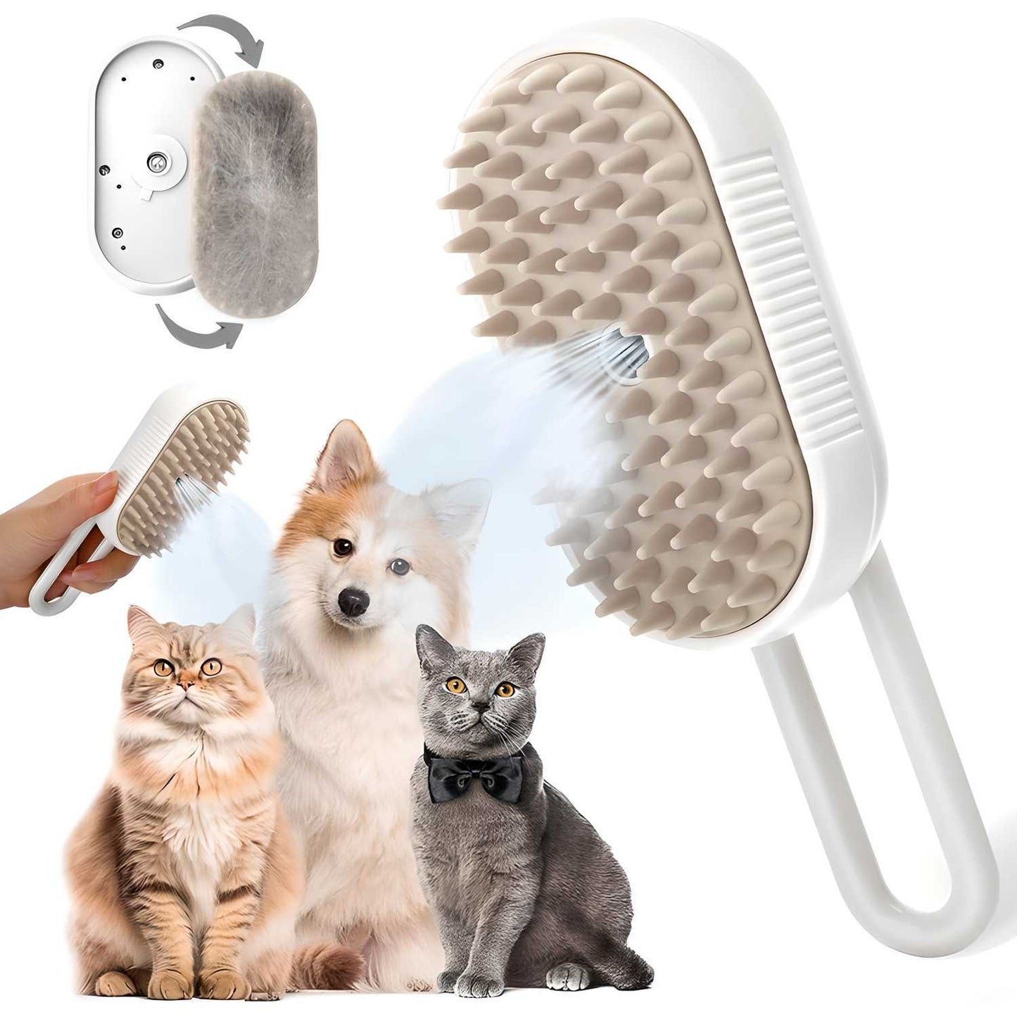 Steam Pet Grooming Brush – Gentle Cleaning for Dogs & Cats