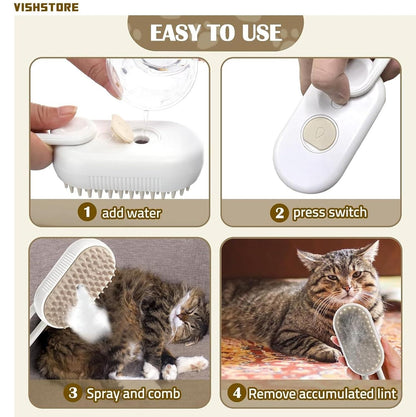 Steam Pet Grooming Brush – Gentle Cleaning for Dogs & Cats